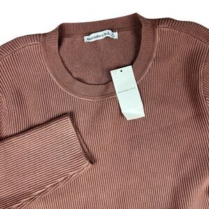 Abercrombie &‎ Fitch Bodysuit Womens XL Pink Soft Ribbed Knit Long Sleeve NEW!